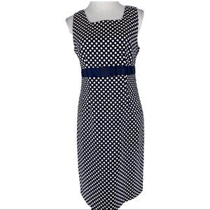 Apart Women's Navy Polka Dot Sleeveless Business Preppy Sheath Dress Size‎ 6/C36